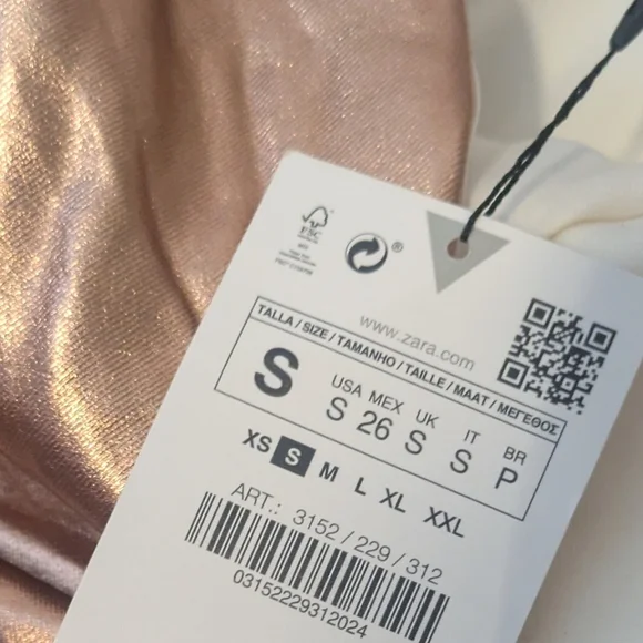 NWT ZARA Viral Tiktok Rose Gold Metallic Strapless Mini Dress - Picture 5 of 8